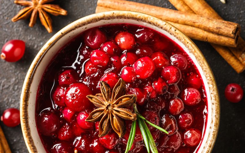 Cranberry sauce in a bowl