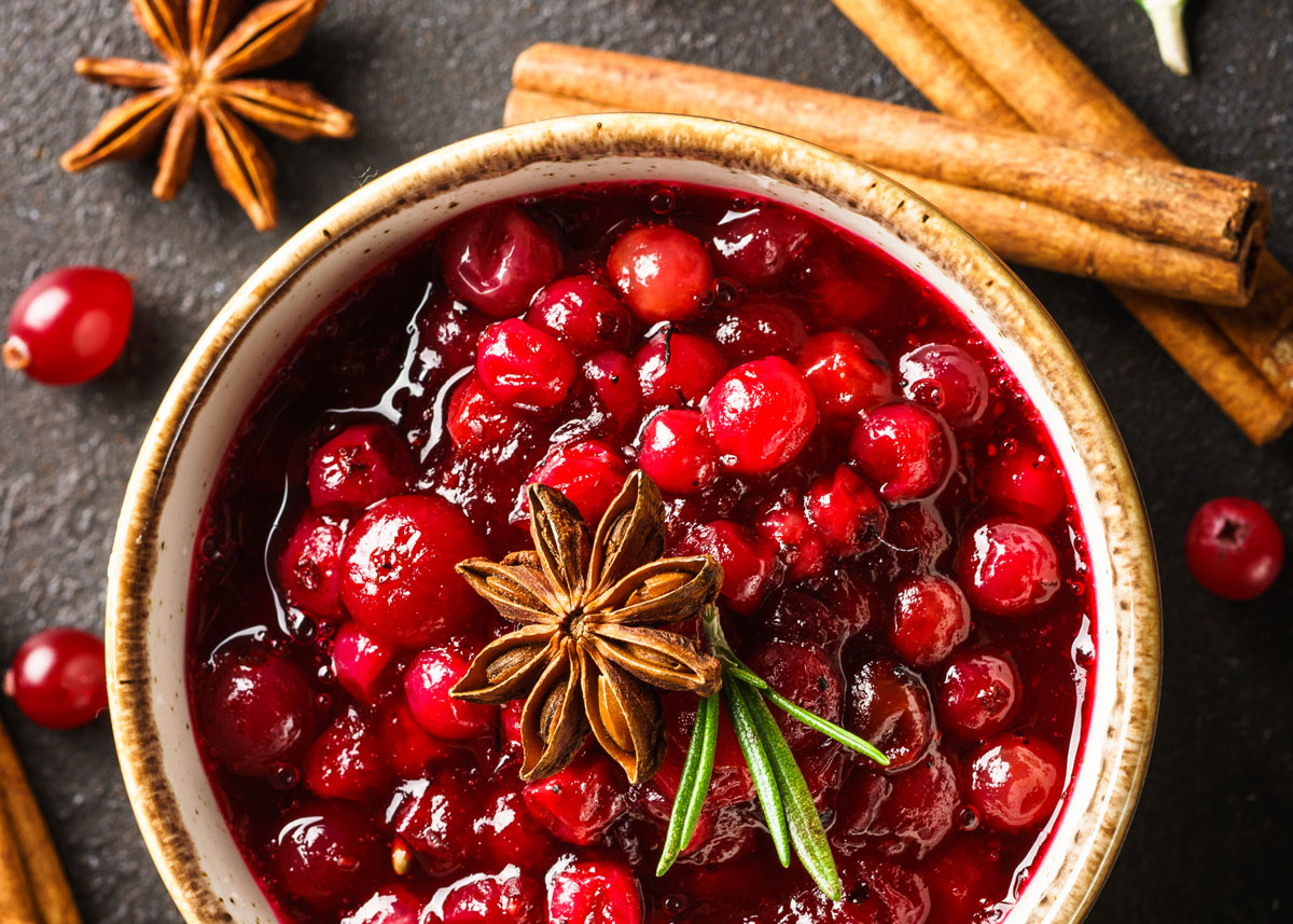 Cranberry sauce in a bowl