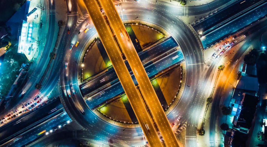 highway junction at night